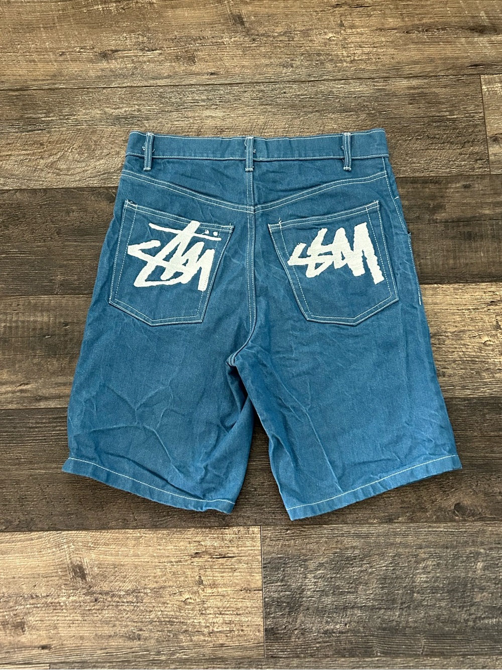 Rare Y2K Vintage Stussy Men's Shorts Size Large Blue 100% Cotton Chino